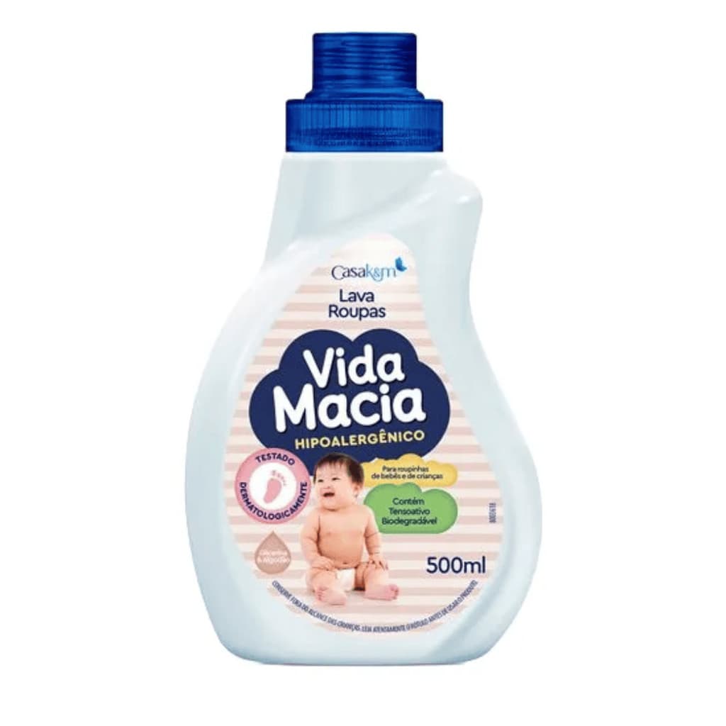 LAVA ROUPAS GLICERINA E ALGODAO 500ML VIDA MACIA