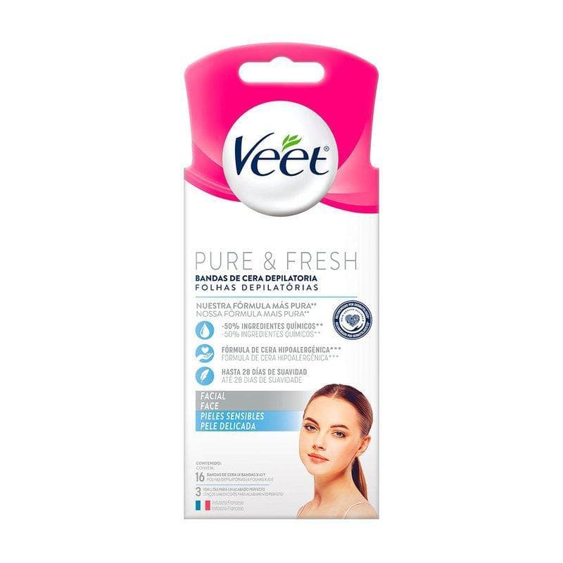 Folha Depilatória Facial Veet Pure e Fresh Pele Delicada 16 Folhas