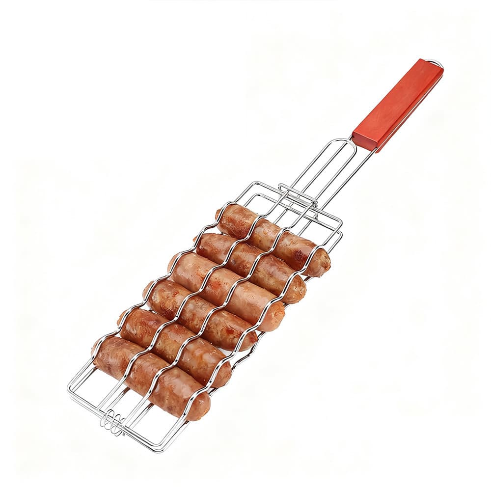 Grelha Dupla Abre E Fecha Para Churrasco Legumes Peixes Aço Inox Portátil