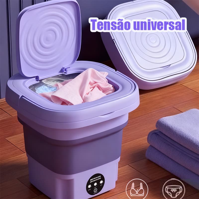 Mini Máquina de Lavar Dobrável 11L – Portátil e Automática, Ideal para Roupas Íntimas e Viagens, Compacta e Prática