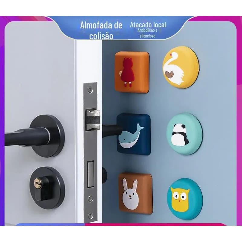 Kit 3un Amortecedor Silicone Anti-colisão P/ Porta E Parede Panda Coelinho Baleia