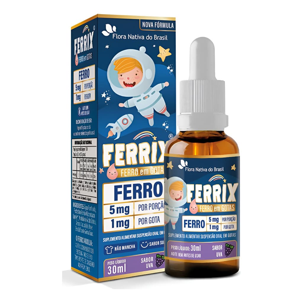 Ferrix Ferro Infantil 30ml Uva e morango Flora Nativa
