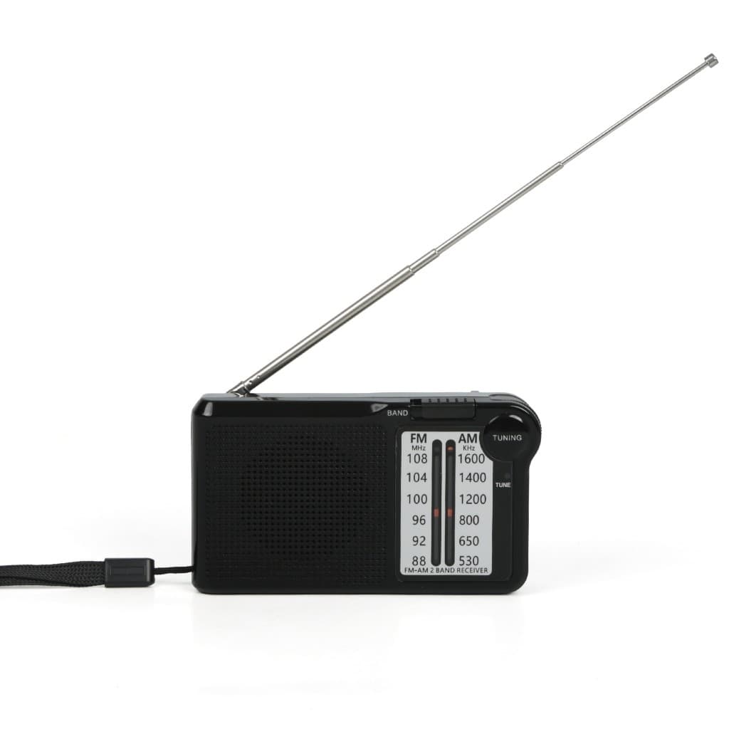 Rádio Portátil AM FM com Antena Retrátil | Som Nítido e Leve para Viagens e Casa | Cores Preto e Cinza | Wassay