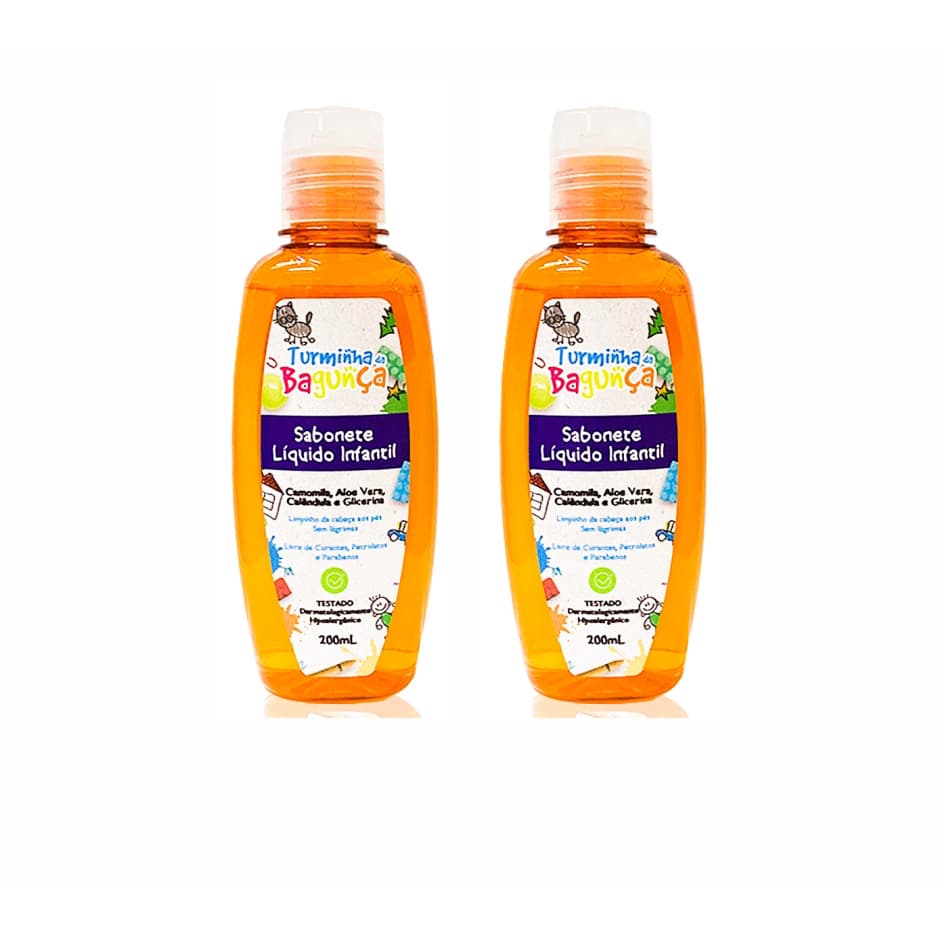 Kit 02 Frascos de Sabonete Líquido Baby TURMINHA DA BAGUNÇA 200 ml