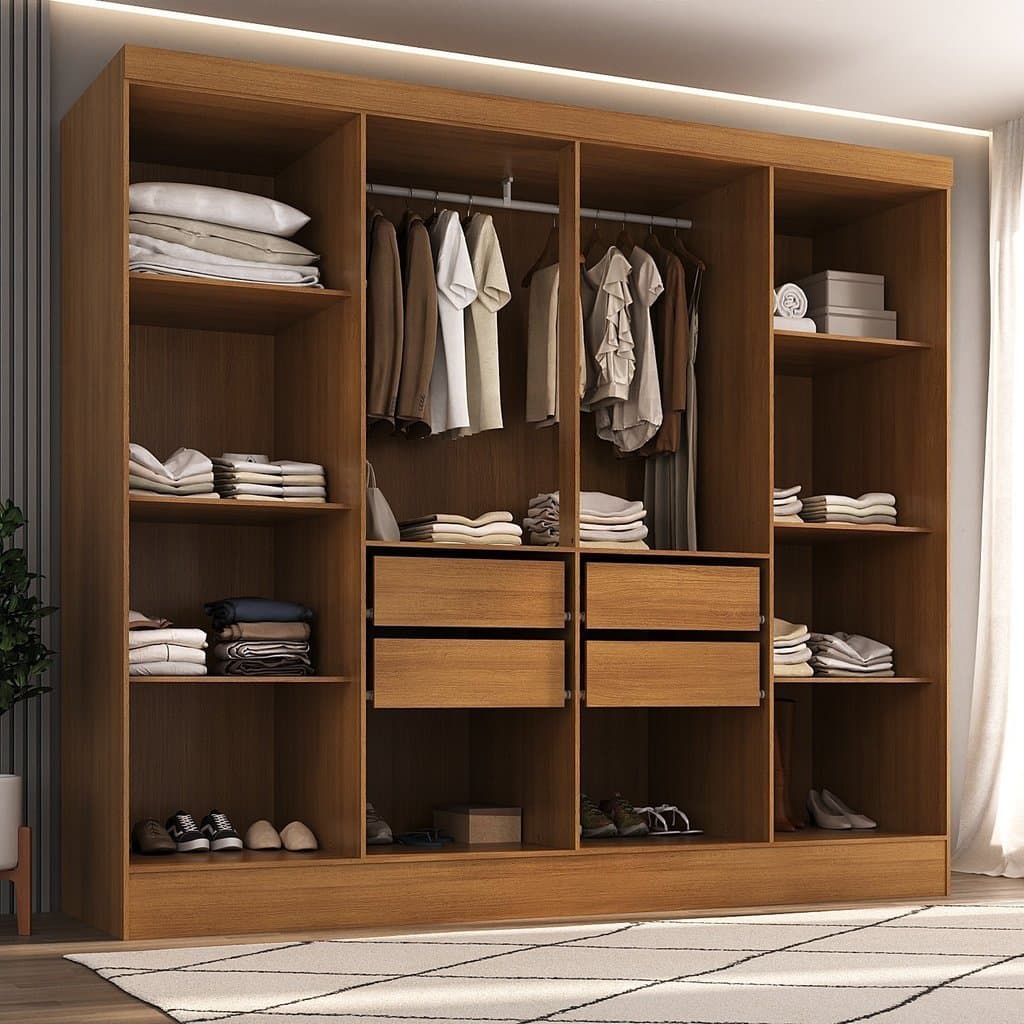 Closet Casal 100% MDF 4 Gavetas Jatobá Yescasa				 Cinamomo