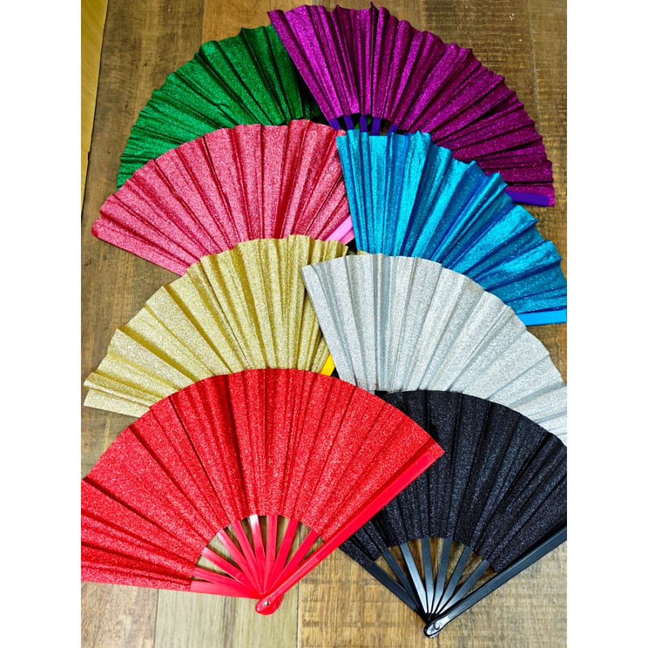 Leque Grande Faz Barulho Super Brilho Glitter Festa Show Decoração Carnaval Varias Cores