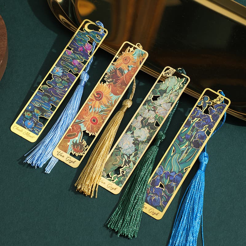 Kit1/2/3 Retro Floral Pintura Bookmark Metal Bronzeado com Tassel para Leitores de Clubes de Livros e Amantes