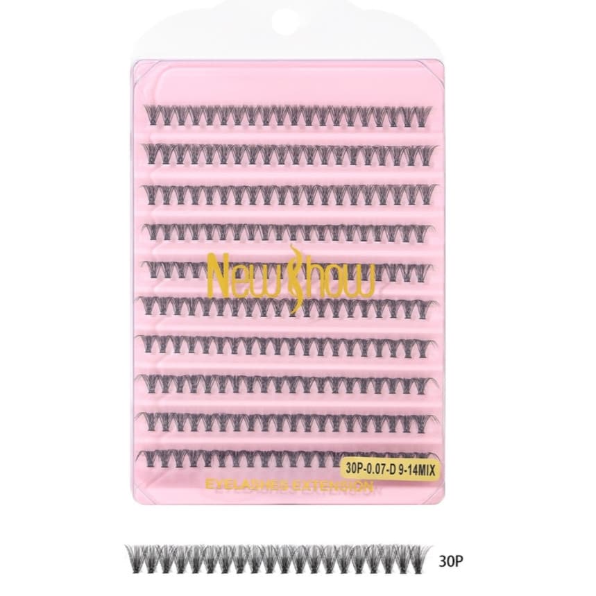 New Show KIT 200 Cílios Tufos Sem Nó 10P/20P30P/40P Extensão de Cilios Alongamento/PACOTE MÚLTIPLO