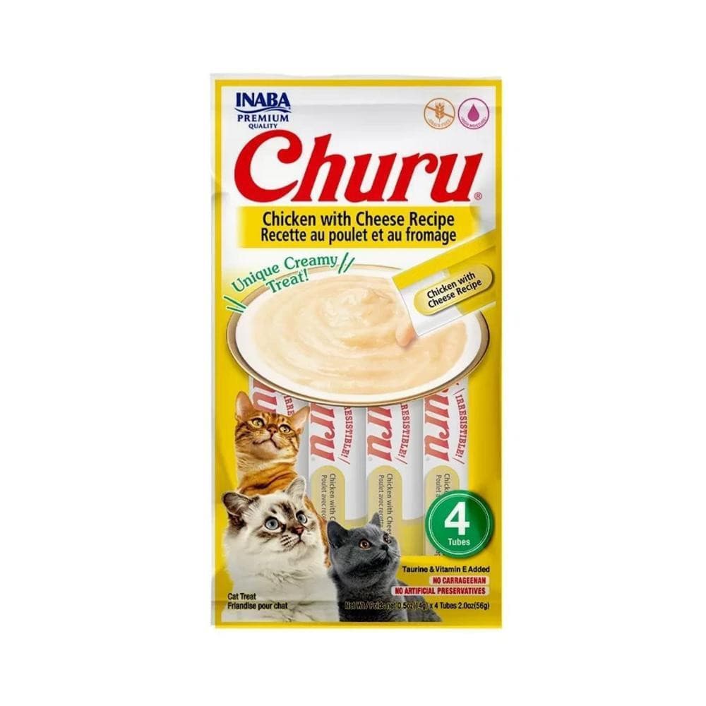 Petisco para Gatos Churu Purê Galinha com Queijo - 4 unidades de 14g