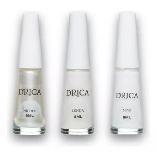 Kit 3 Esmalte Drica Francesinha - Branco Transparente Perolado