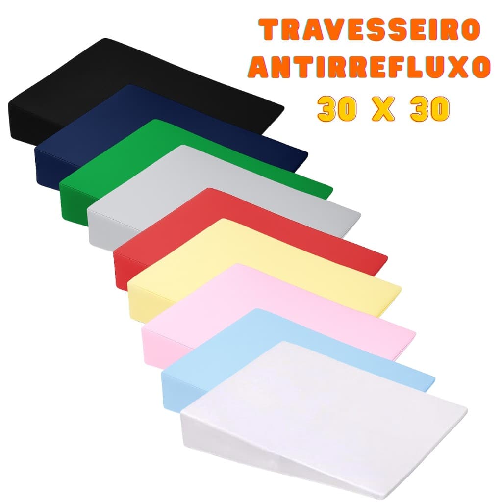 Travesseiro Anti Refluxo Para Carrinho Moises e Mini Berço 30x30x8 - Capa Removível Diversas Cores