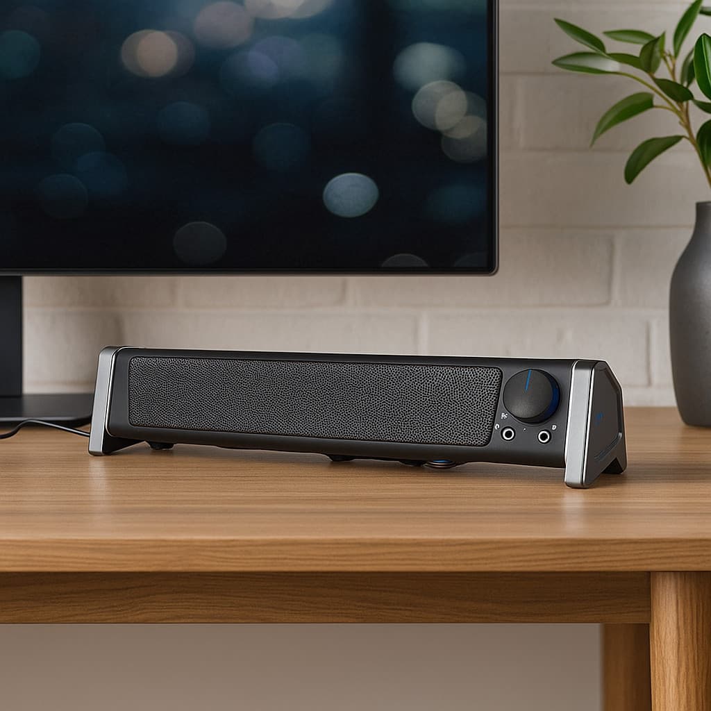 Sound Bar USB Para PC E Notebook 10W RMS Com RGB E Entrada AUX 3,5mm Caixa de Som