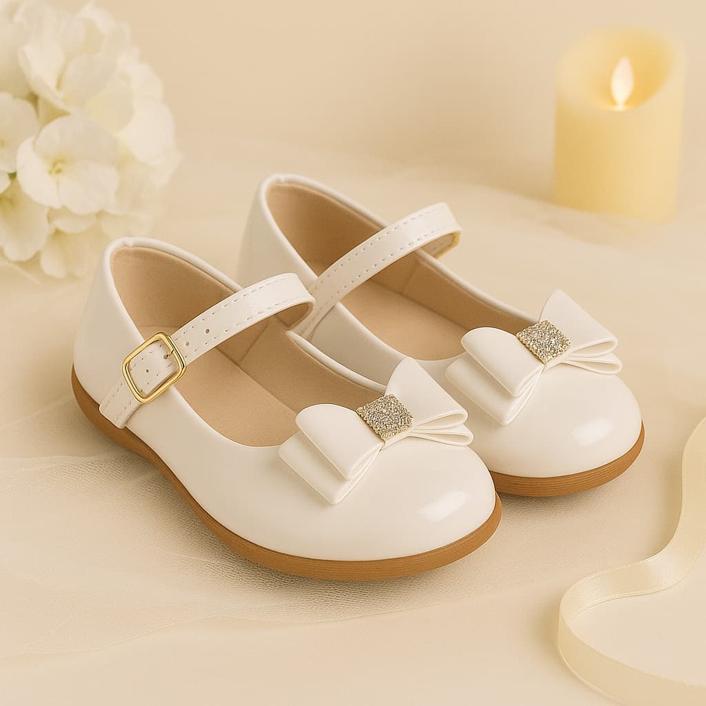 Sapatilha Infantil Branca Criança Menina Boneca Sapato de Daminha de Honra Macia Social com Laço
