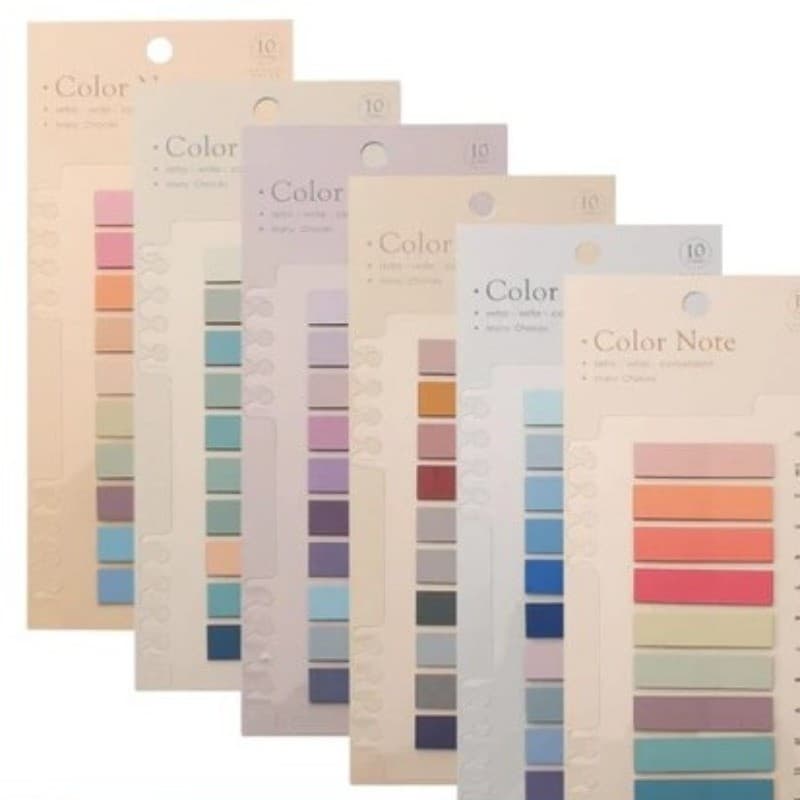 Notas Adesivas Com Marcador de Régua Marcador de Página livro Papelaria  Kit 12 peças 10 Cores Morandi / Vintage