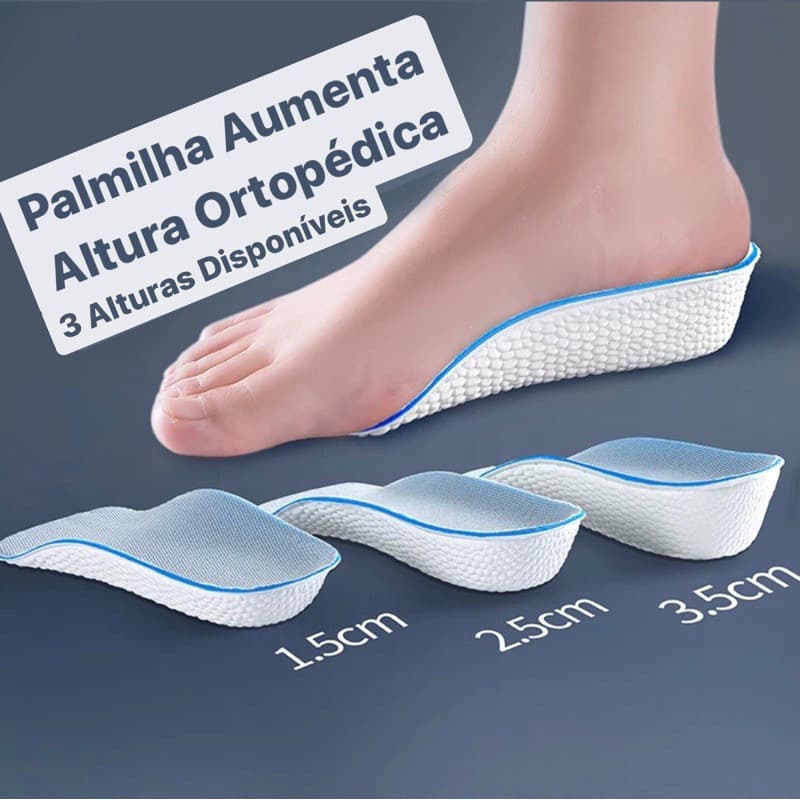 Palmilha Ortopédica Para Aumento Da Altura Calcanhar Par Confortável.-ZemMart-