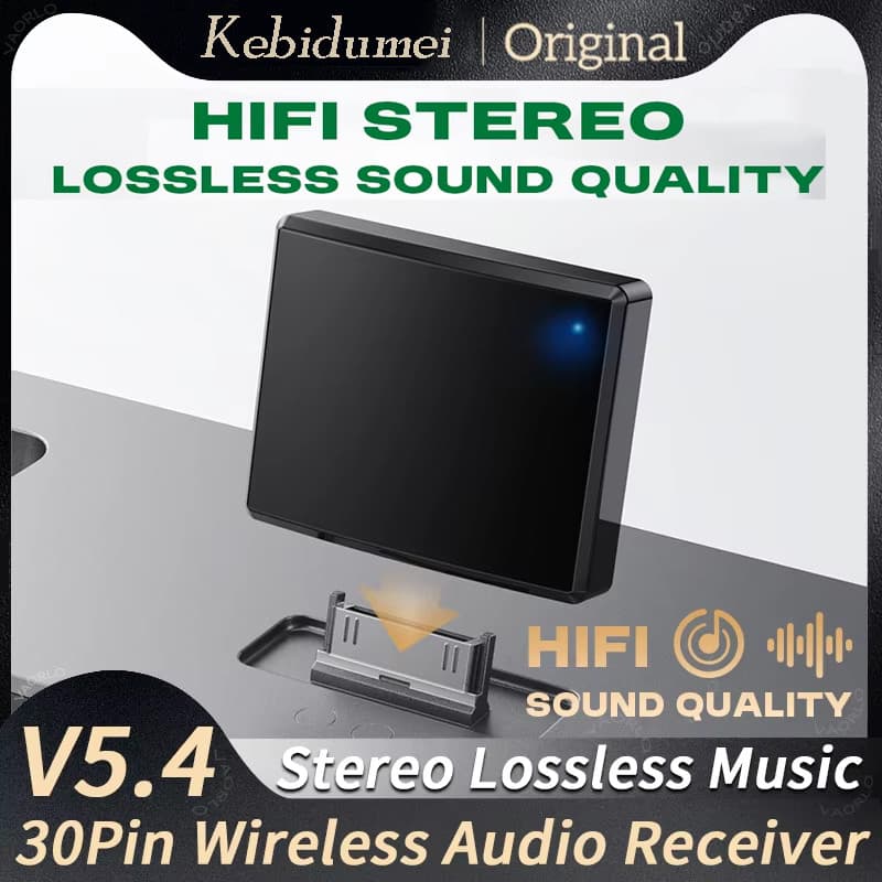 Bluetooth 5.4 30 Pinos Receptor De Áudio Alta Compatibilidade Fidelidade Sem Perdas Música Adaptador Fio 30PIN Docas Alt