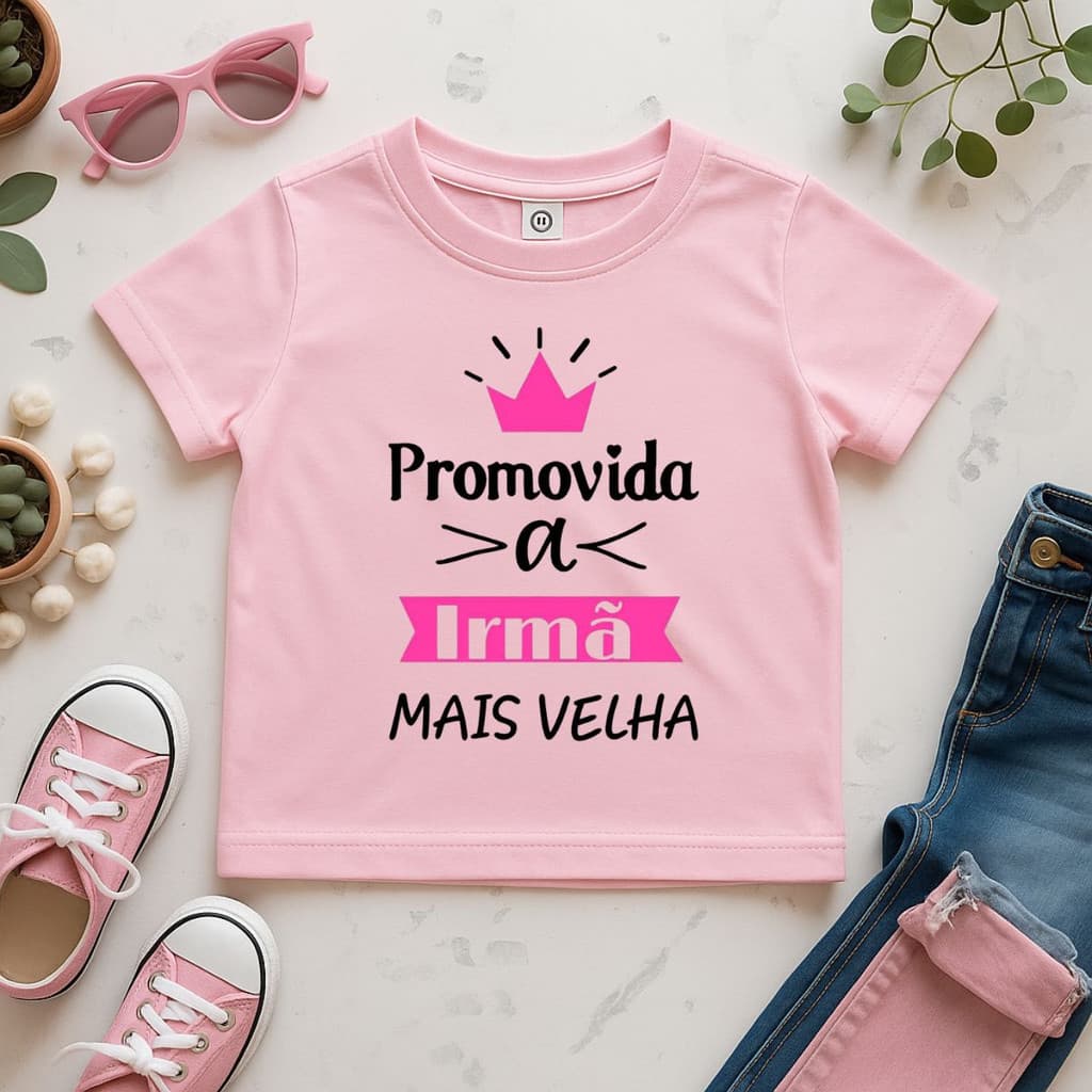 Camiseta Infantil Promovida A Irmã Mais Velha  Novo Bebê
