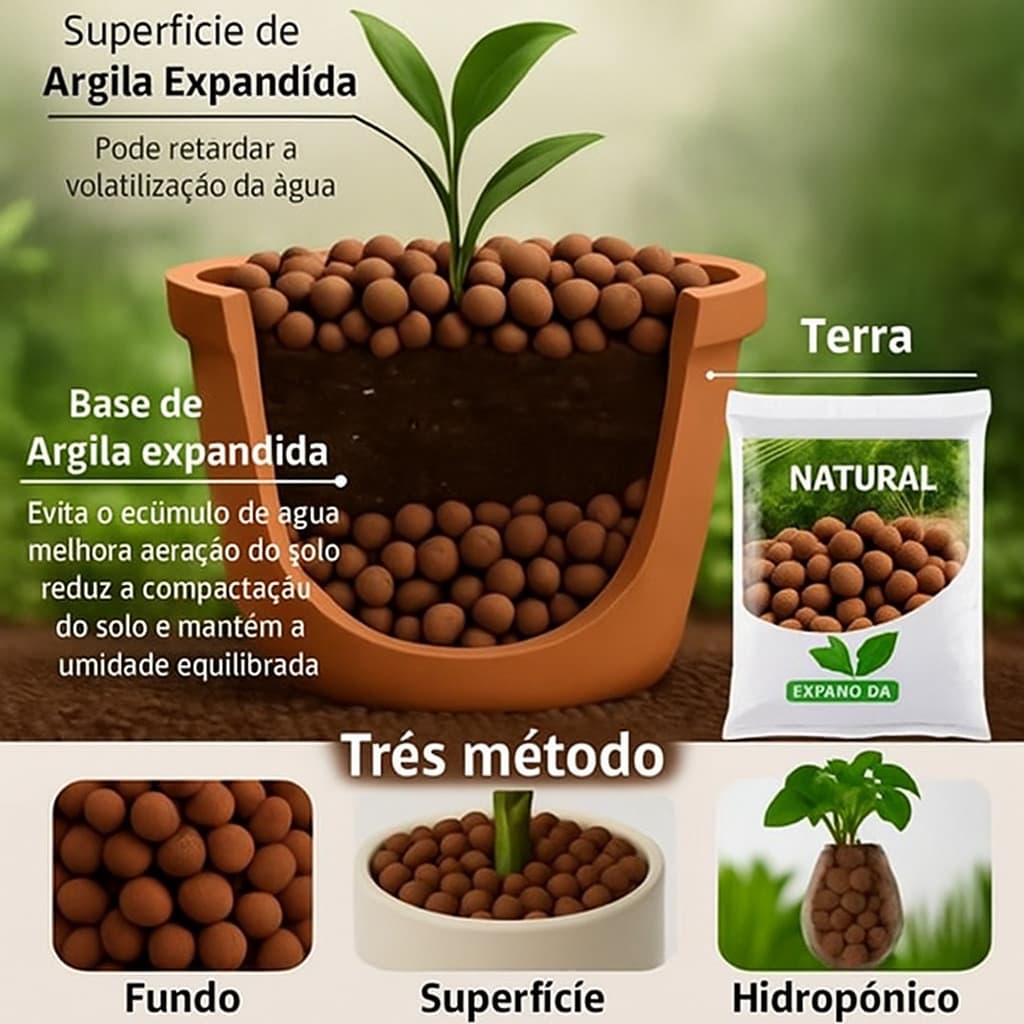 Argila Expandida 10 Litros – Ideal para Jardinagem, Drenagem de Vasos e Paisagismo