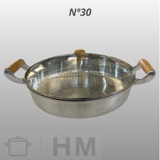 Frigideira Nº30 em Alumínio Batido/LINHA PREMIUM/Com Tampa de Vidro ou Aluminio