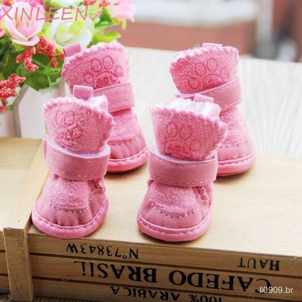 XINLEEN Pet Shoes Antiderrapante 4 Unidades/Conjunto Outono , Inverno Ao Ar Livre Mantendo Quente Tênis Antiderrapantes