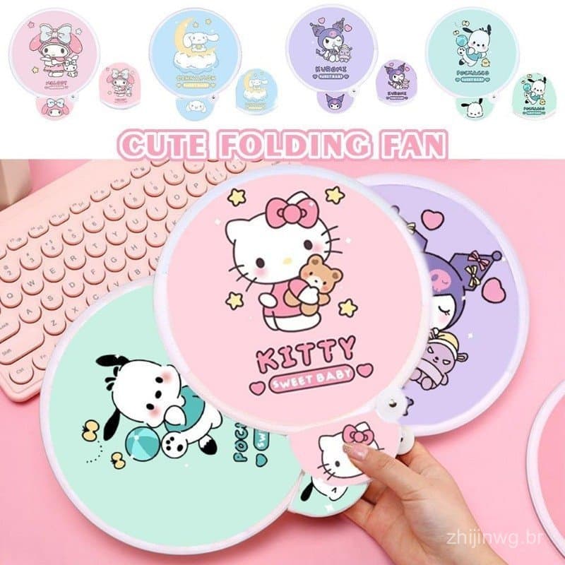 Ventilador de Grupo Dobrável Portátil de Verão, Mini de Bolso, Kuromi Melody