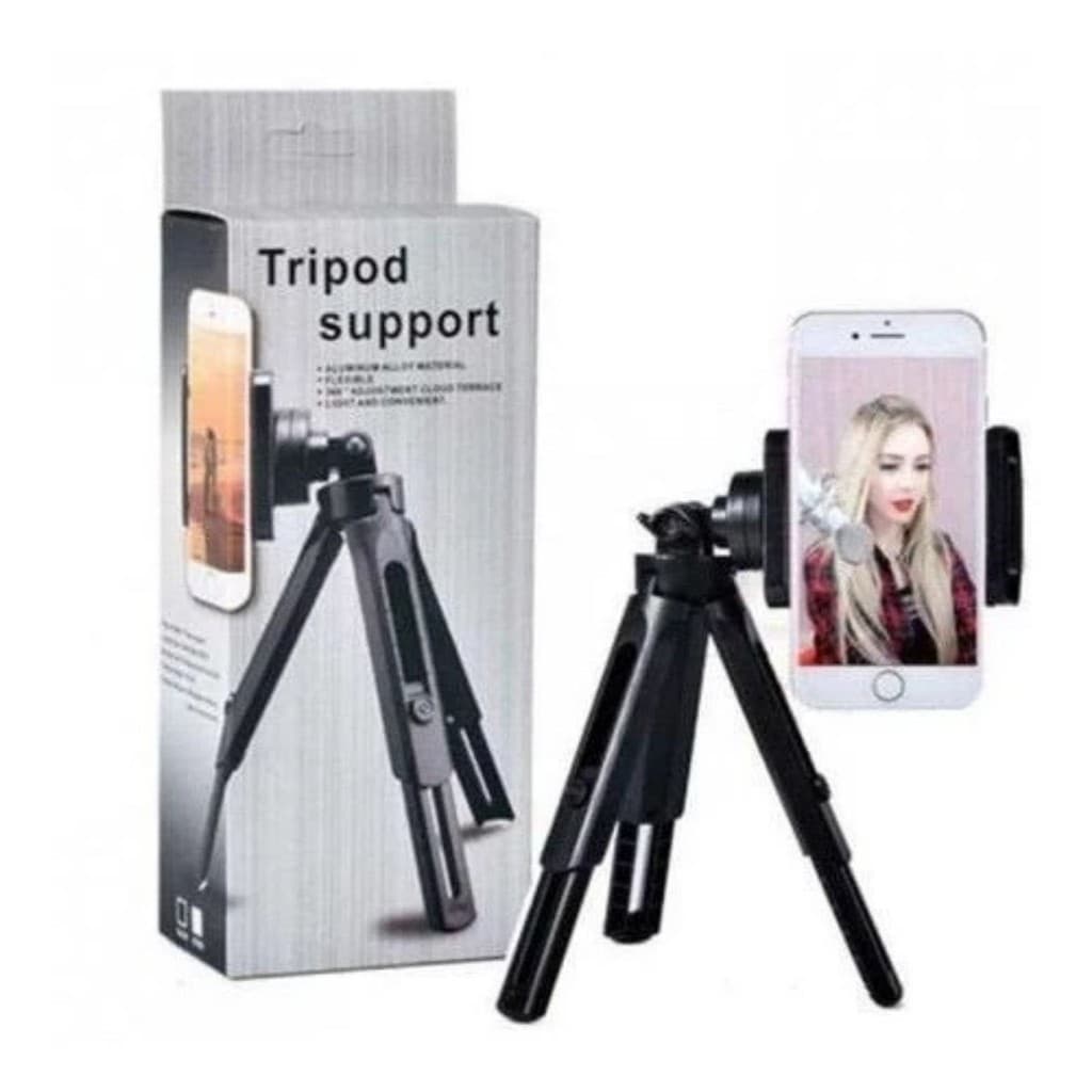 Mini Tripé de Mesa Ajustável para Celular com Suporte Regulável Vertical e Horizontal Portátil
