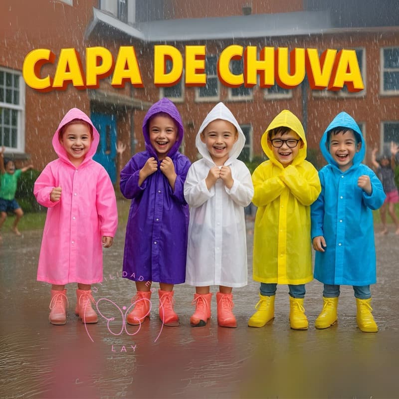 Capa de Chuva Infantil Criança Capuz para Meninos e Meninas Unissex Chuva