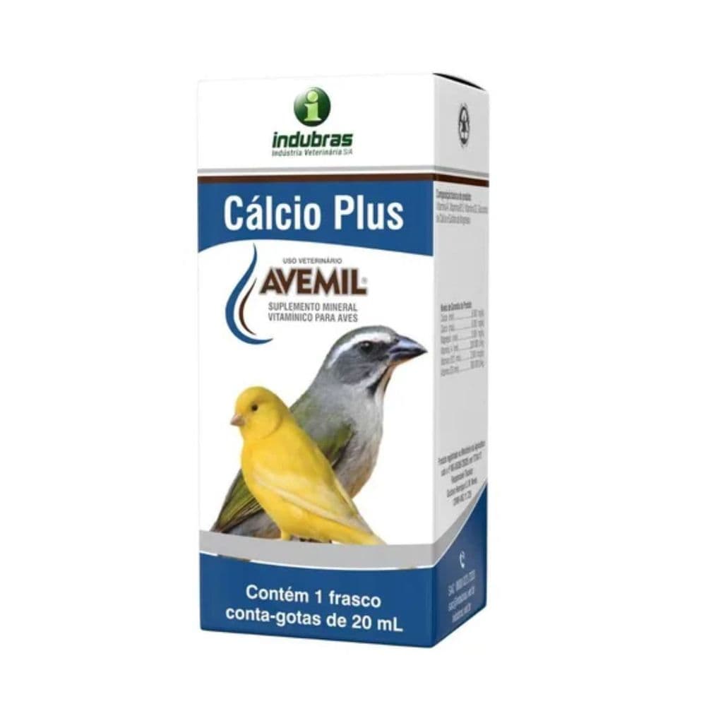 Avemil Cálcio Plus 20ml Suplemento Vitamínico Para Pássaros