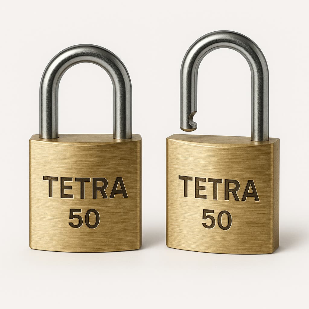 2 Cadeados Tetra 50mm Alta Segurança Latão Maciço 3 Chaves