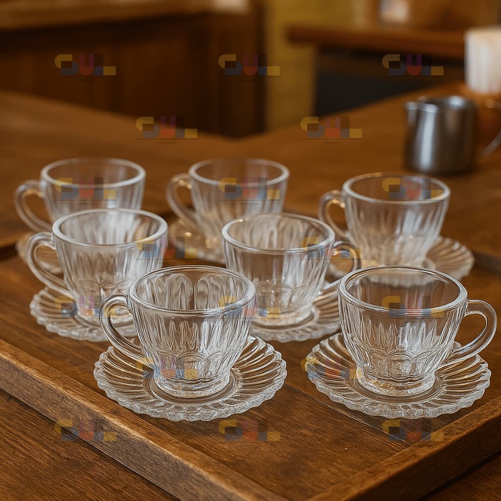 Jogo de Xicara com Pires BRASILIANO C/ PIRES 110ml Vidro Café Casa Escritório Mesa Posta