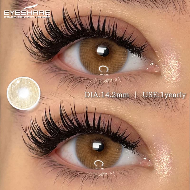 EYESHARE 1 Par De Lentes De Contato Coloridas , Marrom Natural , Cria Lindos Alunos , Azuis De Cor Suave , Verdes , Conf