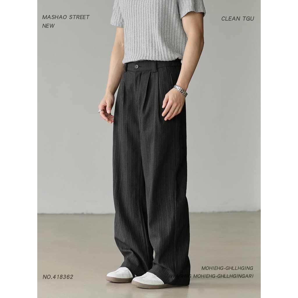 Textura Design textura Drape terno calças masculinas primavera 2026 novo estilo em linha reta Street Wear solto Casual c