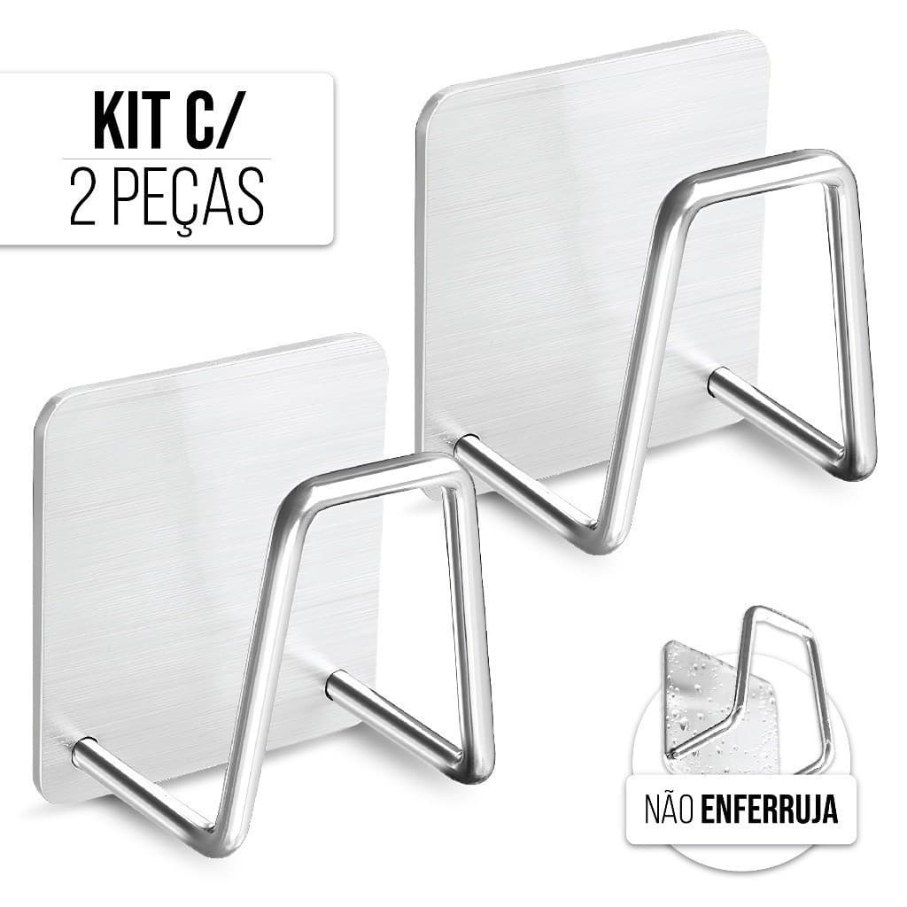 Kit 2 Suporte Porta Esponja Para Bucha De Pia Prateleira De Cozinha Aço Inoxidável Adesivo Extra Forte