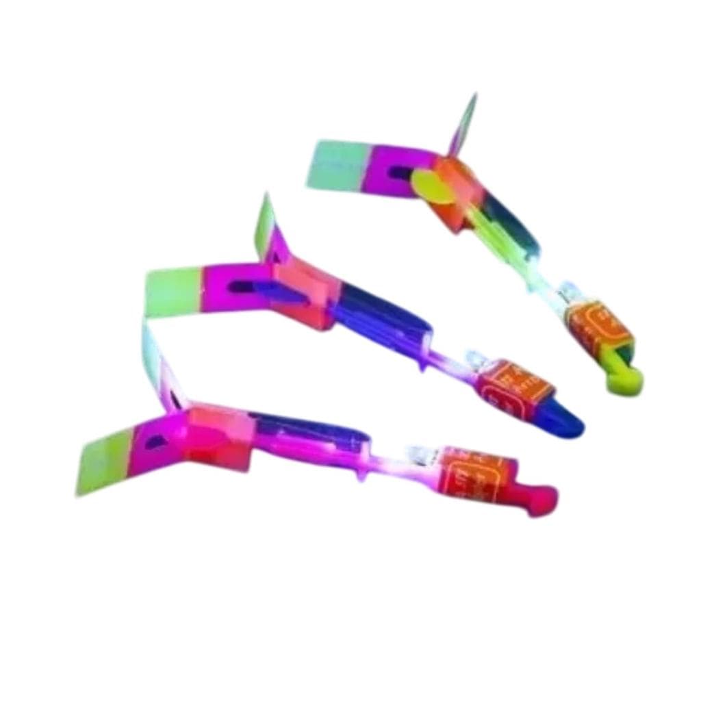 Kit com 30 Brinquedos: Foguete e Helicóptero Voador com LED para Crianças