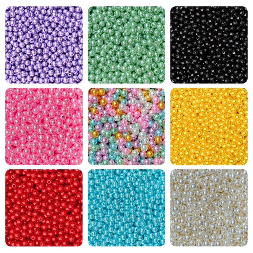 Pérola 8mm ABS 8mm 100 Unidades Miçangas Inteira Furo Passante Artesanato Bijuteria