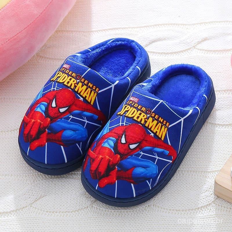 Pantufa Homem-Aranha De Desenho Animado infantil De Inverno Quente Meninos Meninas Antiderrapante - Confortável