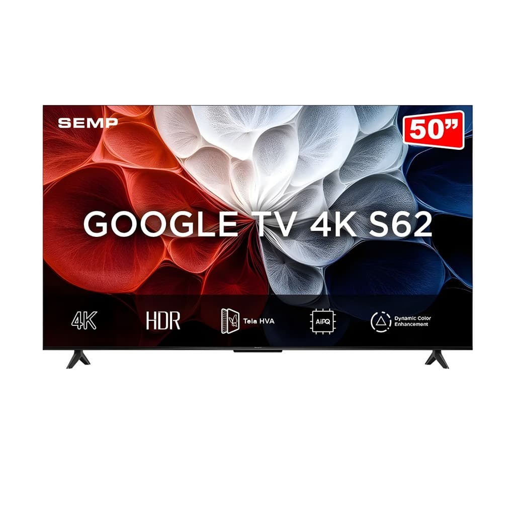 Smart TV Semp 50” LED 4K UHD Wi-Fi Android TV HDR10+ 50S62