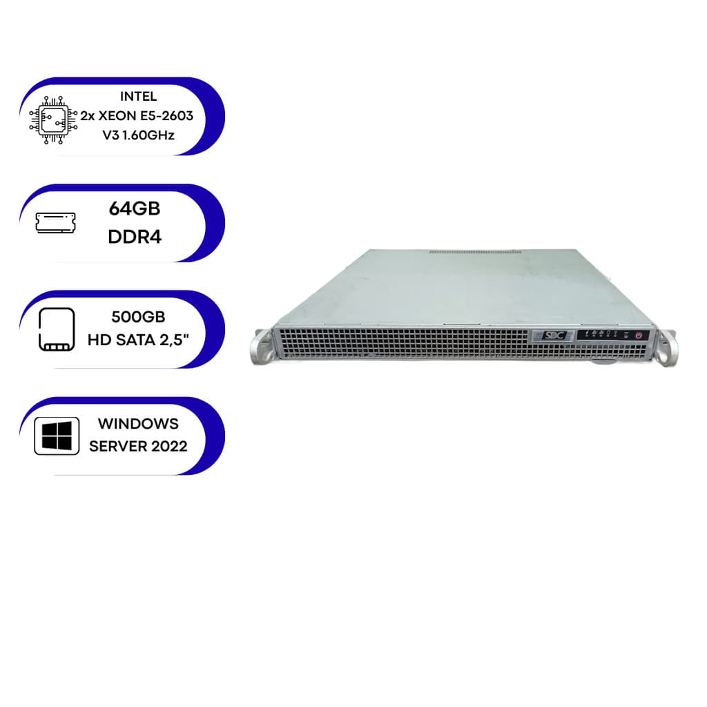Servidor Supermicro SDC Xeon E5-2603 v3 1.60GHz 64gb/500gb