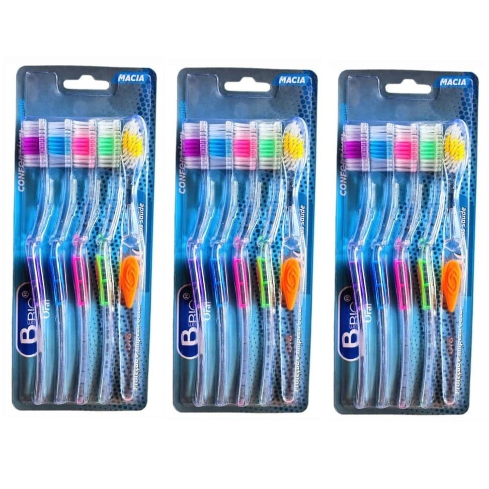 Kit com 10un ou 15un Bio Oral Escova Dental Adulto Macia