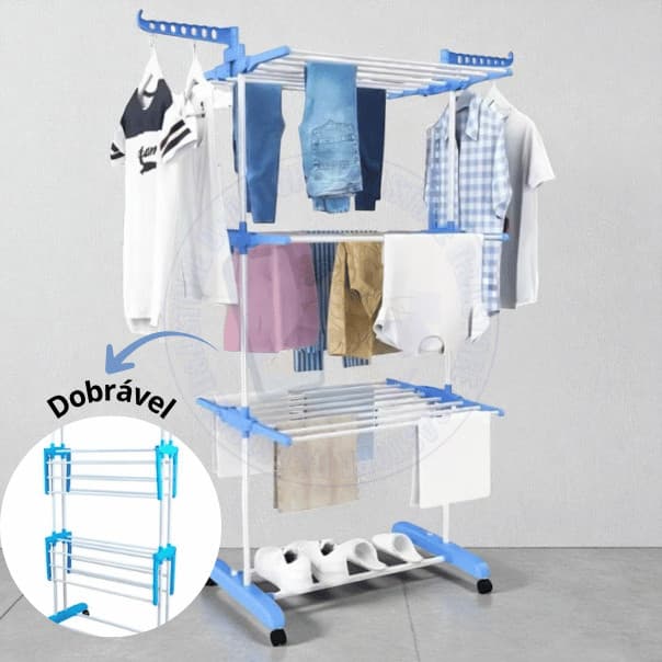 Varal De Chão 3 Andares Roupa Calcinha Grande Dobrável Portátil