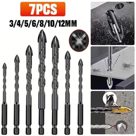Kit 7 Brocas de carboneto Triangular Titânio Profissionais 3-12mm Para Fura Tudo