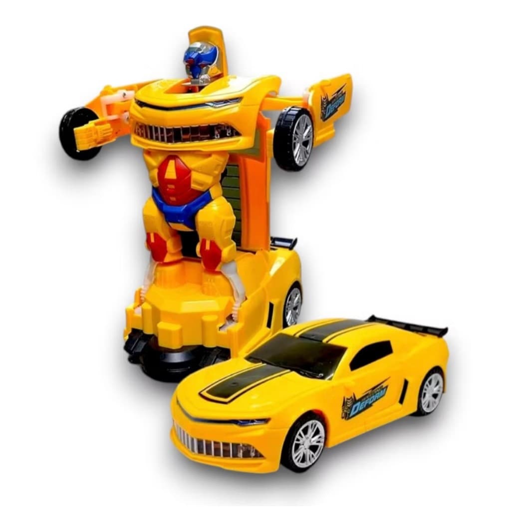 Carro Infantil Camaro Brinquedo que Vira Robô | Bate e Volta com Som e Luz Transformers