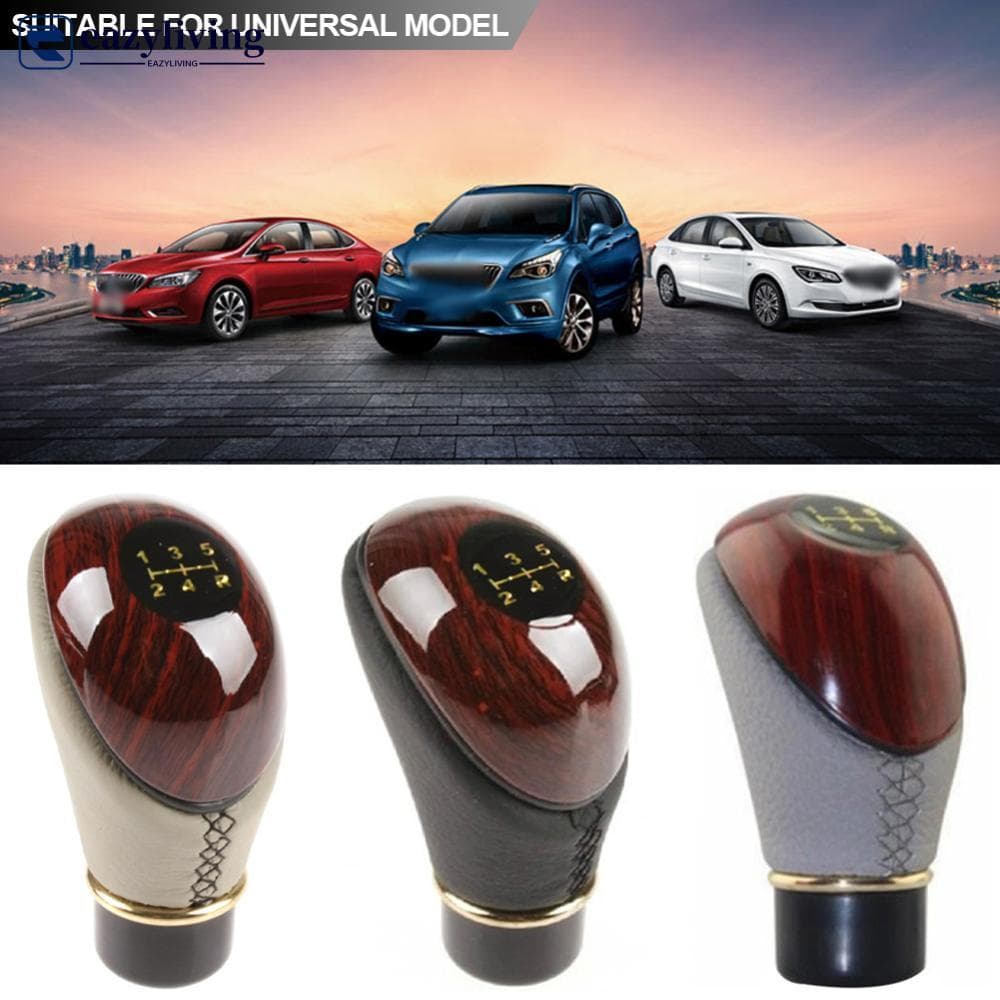 EAZYLIVING Universal Carro 5 Velocidade Alavanca De Mudança Botão De Madeira Couro Do Plutônio Caminhão Manual Engrenage
