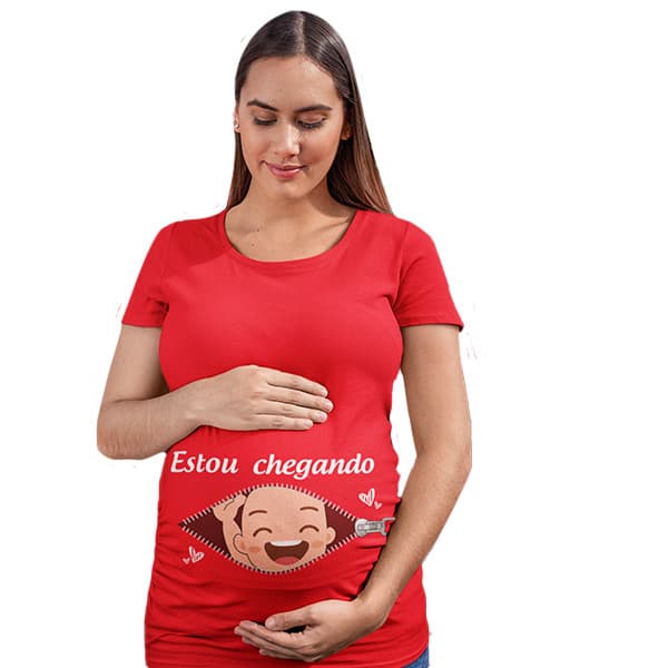 Camiseta de Algodão 'Estou Chegando' para Gestantes - Conforto e Alegria