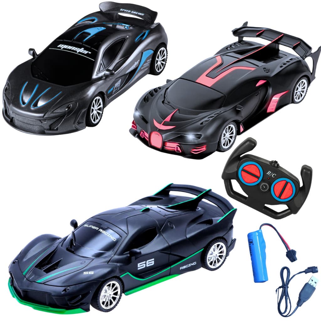 Carrinho Controle Remoto Carro Esportivo Farol Led Presente Carro Esportivo Recarregável Que Brilha e Corre de Verdade