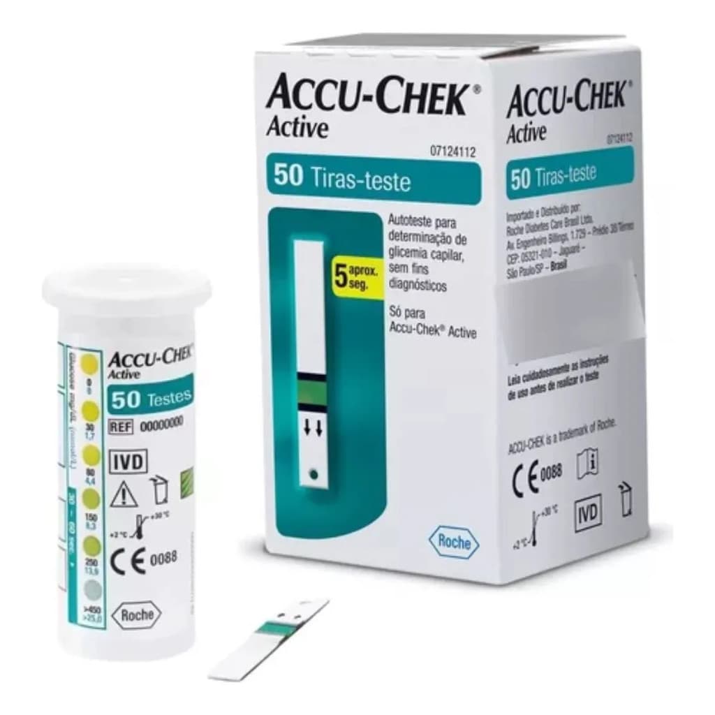 Tiras Para Medição Glicose Accu Chek Active Caixa Com 50un - S