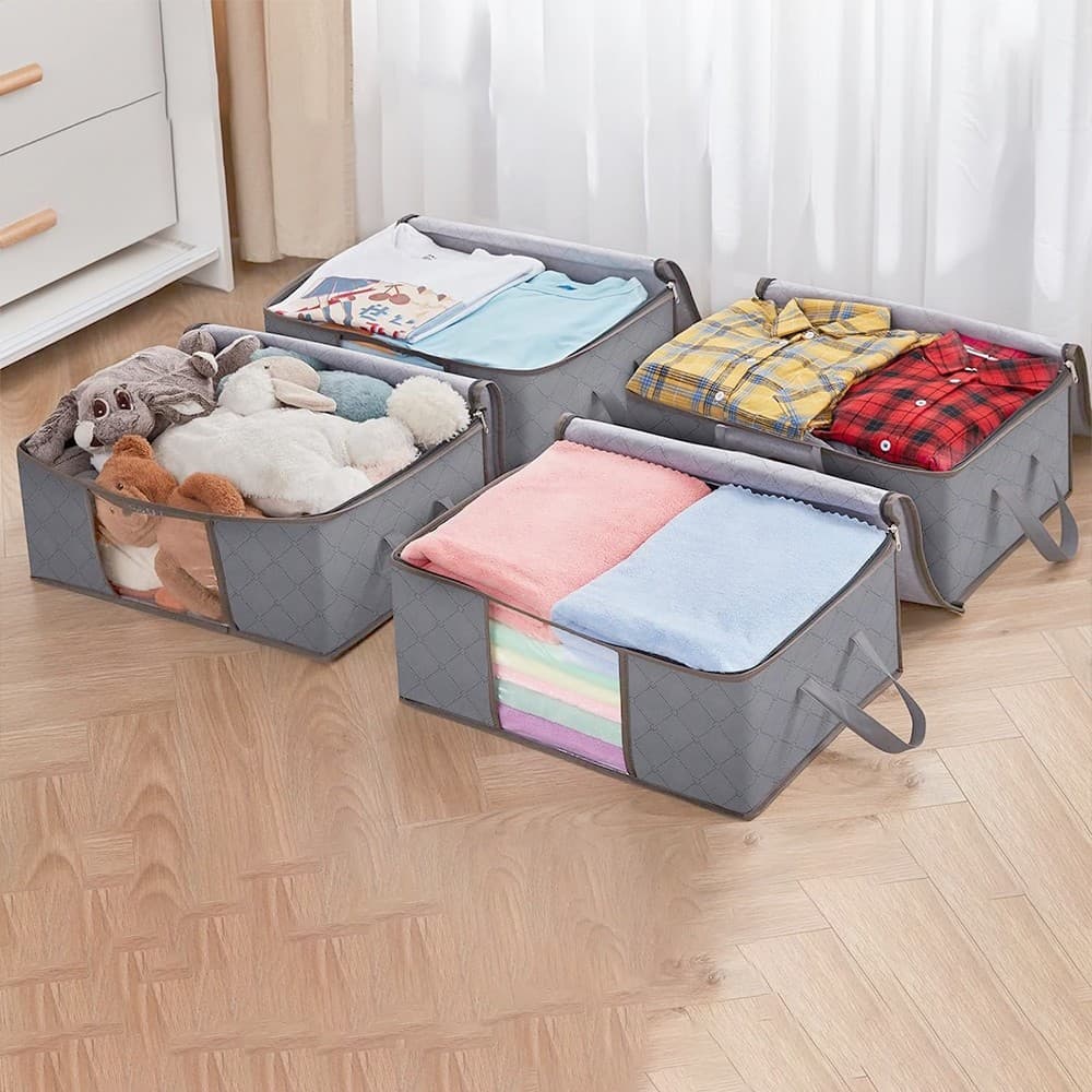 Caixa Saco Organizador Cobertor Casaco Guarda Roupa Ecológico Anti-Poeira Umidade Insetos Multiuso