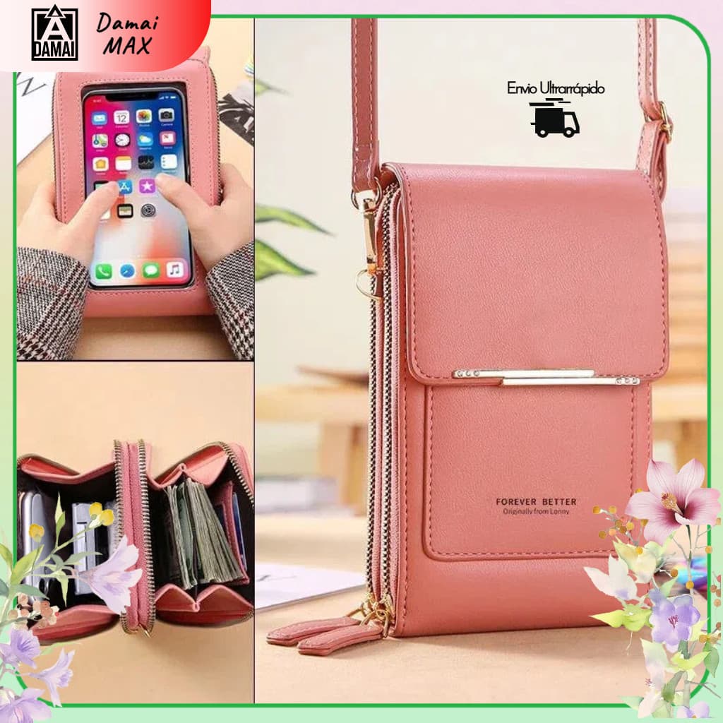 Crazy Bag Bolsa Feminina Transversal Touch Screen com Porta Celular e Cartão Fecho Magnético