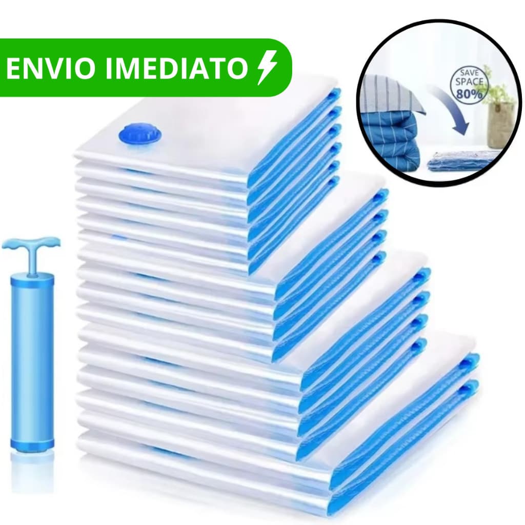 Kit 5 e 10  Sacos A Vácuo Grande Organizador Edredom Coberto Mala Roupa De Cama + Bomba a Vacuo