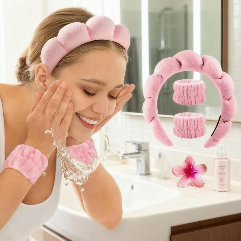 Acessórios Skincare Feminino Tiara Nuvem Faixa Pulso Presilha Flor Moda Cor Doce Perfeito Lavar Rosto Maquiagem